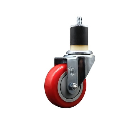 Service Caster 3.5'' Red Poly Wheel Swivel 1-7/8'' Expanding Stem Caster SCC-EX20S3514-PPUB-RED-178